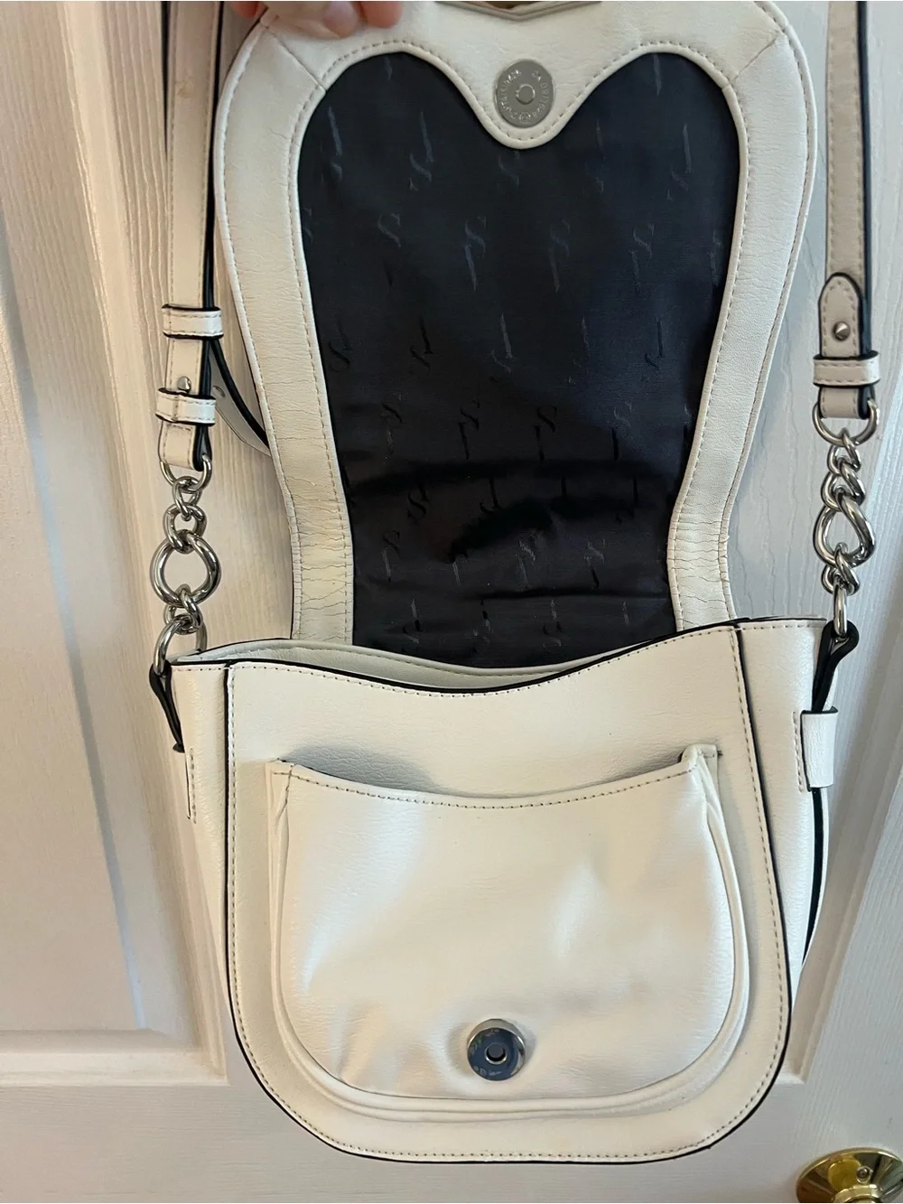 White Floral Applique Crossbody Bag - Unbranded